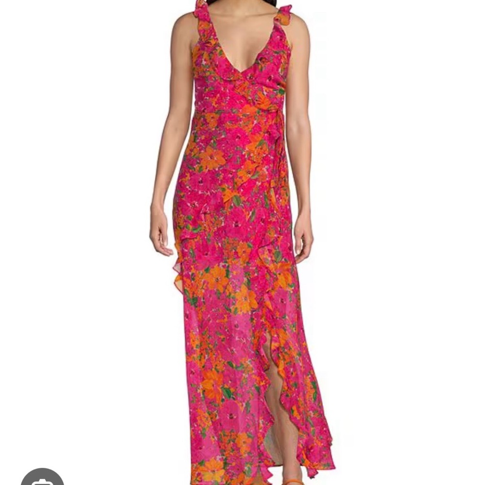 Rumored Vibrant Floral Maxi Dress in Pink and Orange
